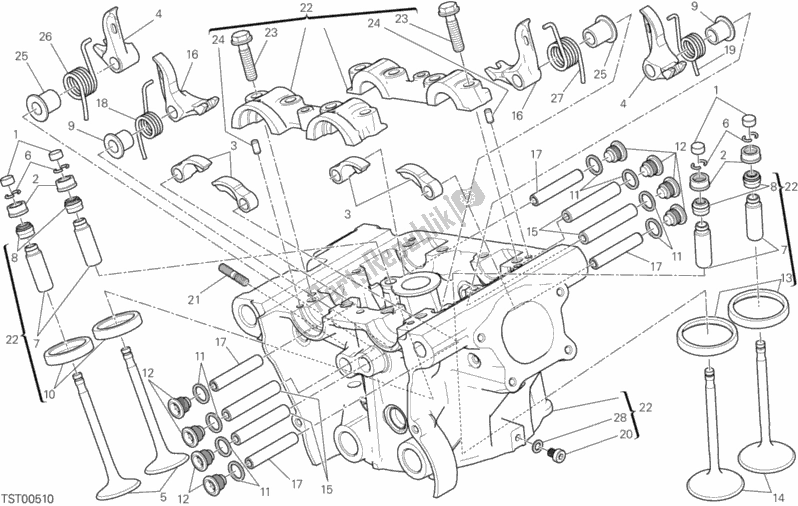 Todas as partes de Cabeça Vertical do Ducati Monster 1200 S Stripes 2015
